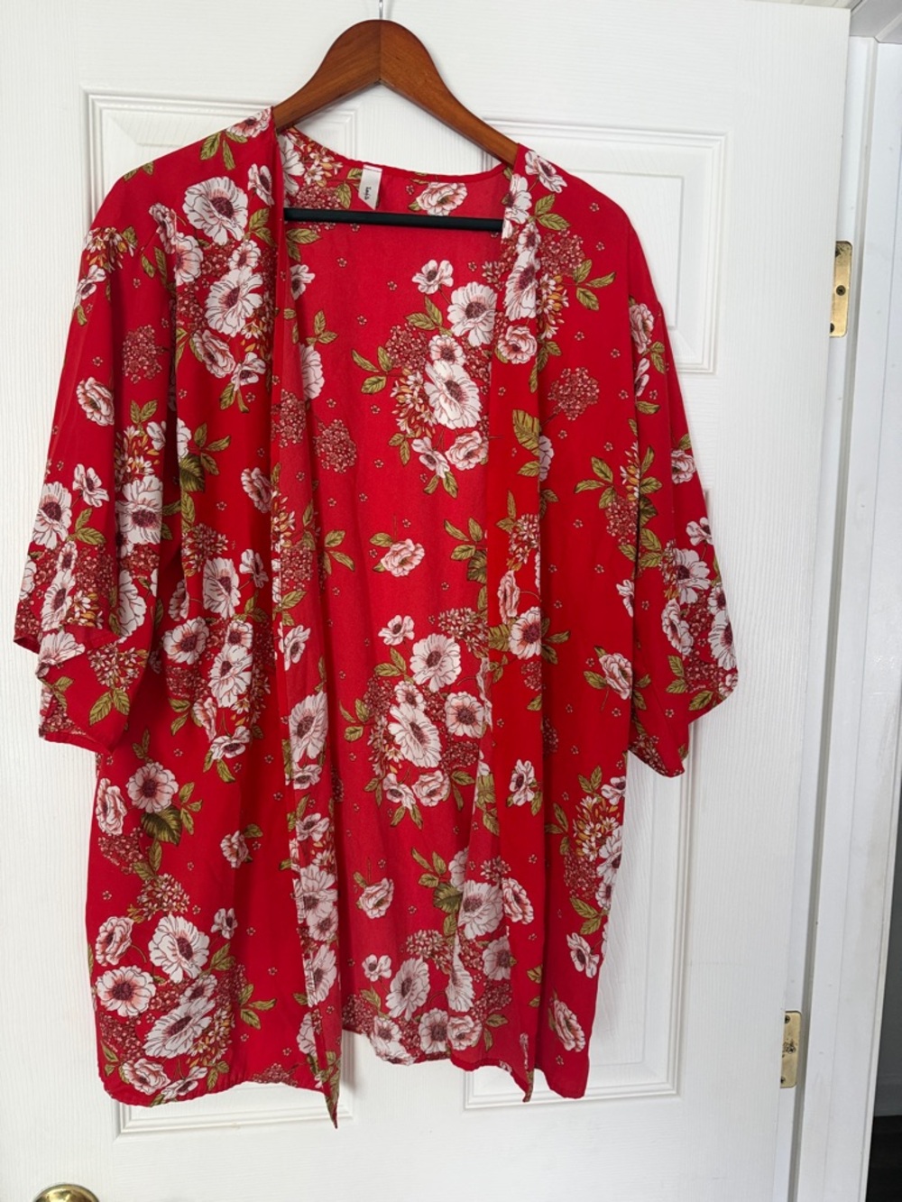 Red Floral Kimono Cover-Up